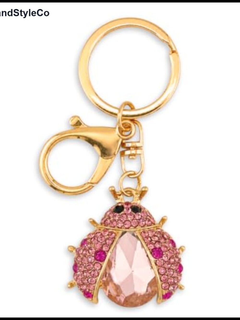 Ladybug Keychain Sparkly Rhinestone Crystal Bag Charm with Velvet Gift Bag